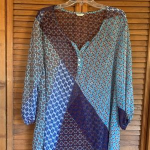 Women's Casual Studio 3/4 sleeved patterened tunic 2X